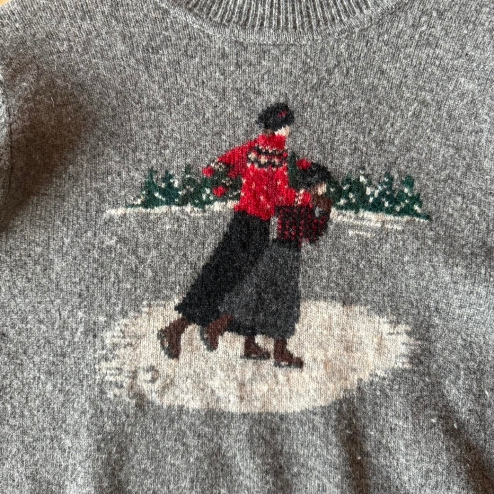Vintage Ralph Lauren Gray Lambswool Turtleneck Ice Skaters Sweater MP - Picture 2 of 9